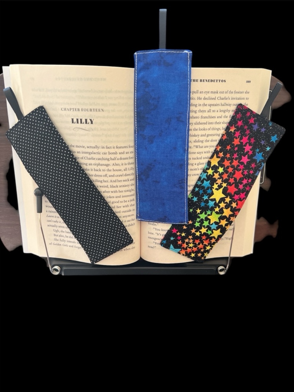 Fabric Bookmarks - Blue, Black Dot & Rainbow Star Designs